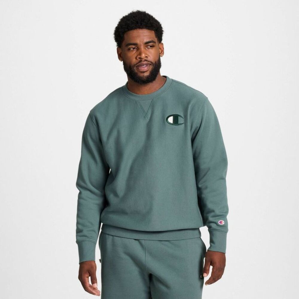 Champion Adult Sizing Iconic Embroidered Crewneck Sweatshirt - Dark Forest L